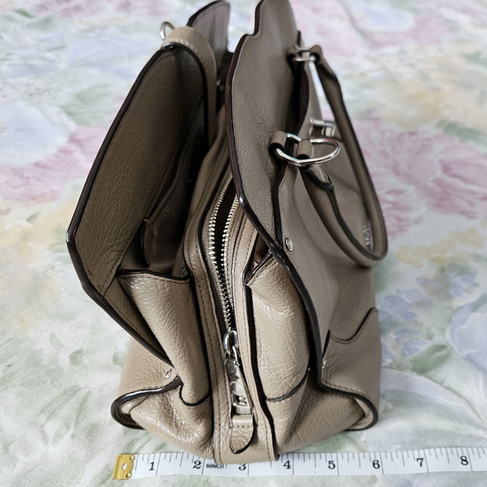 Coach Mercer 30 Taupe Soft Pebble Leather Satchel Handvag Cross Body - Picture 3 of 5